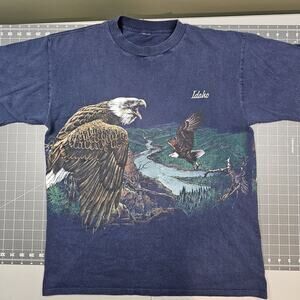 Vintage Eagle Idaho Tshirt Medium 90s Single Stitch Biker Nature Harley Grunge